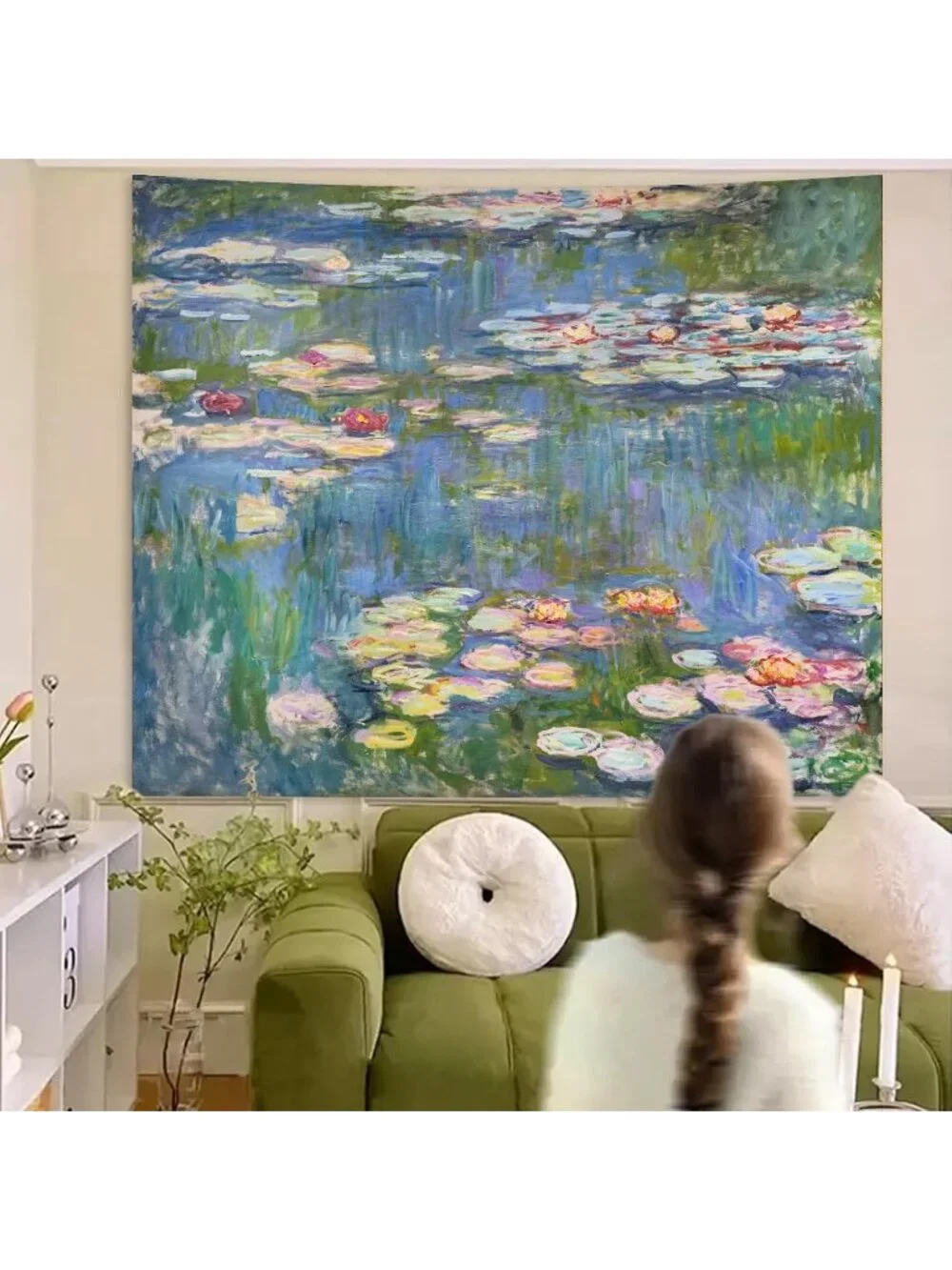 New Waterlily Floral Wall Tapestry 39 x 51 inch Green Plant Art Decor